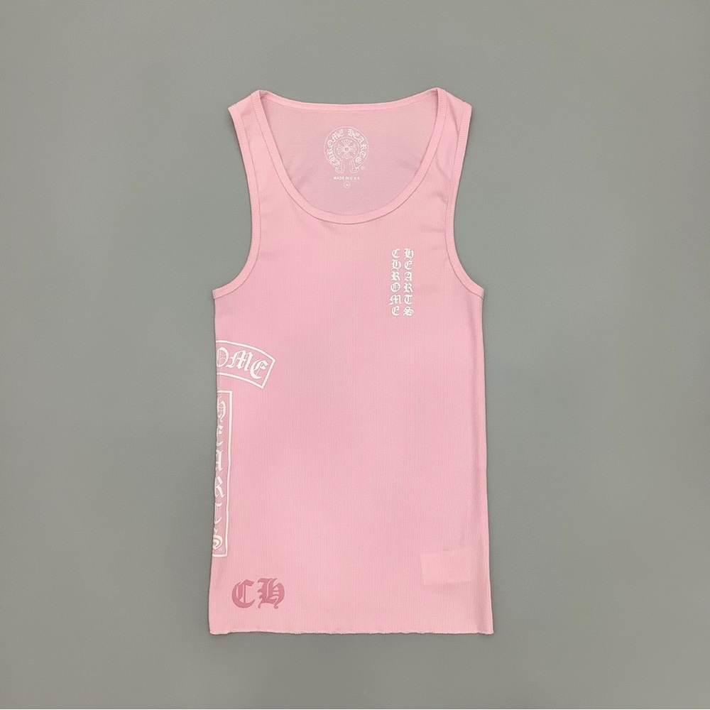 Chrome Hearts Light Pink Ribbed Graphic Tank